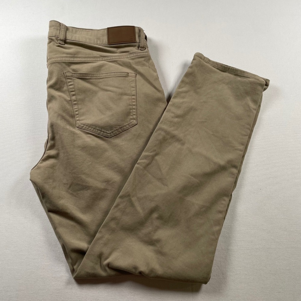 Peter Millar Signature Sateen 5 Pocket Pants Tan Mens 36x32